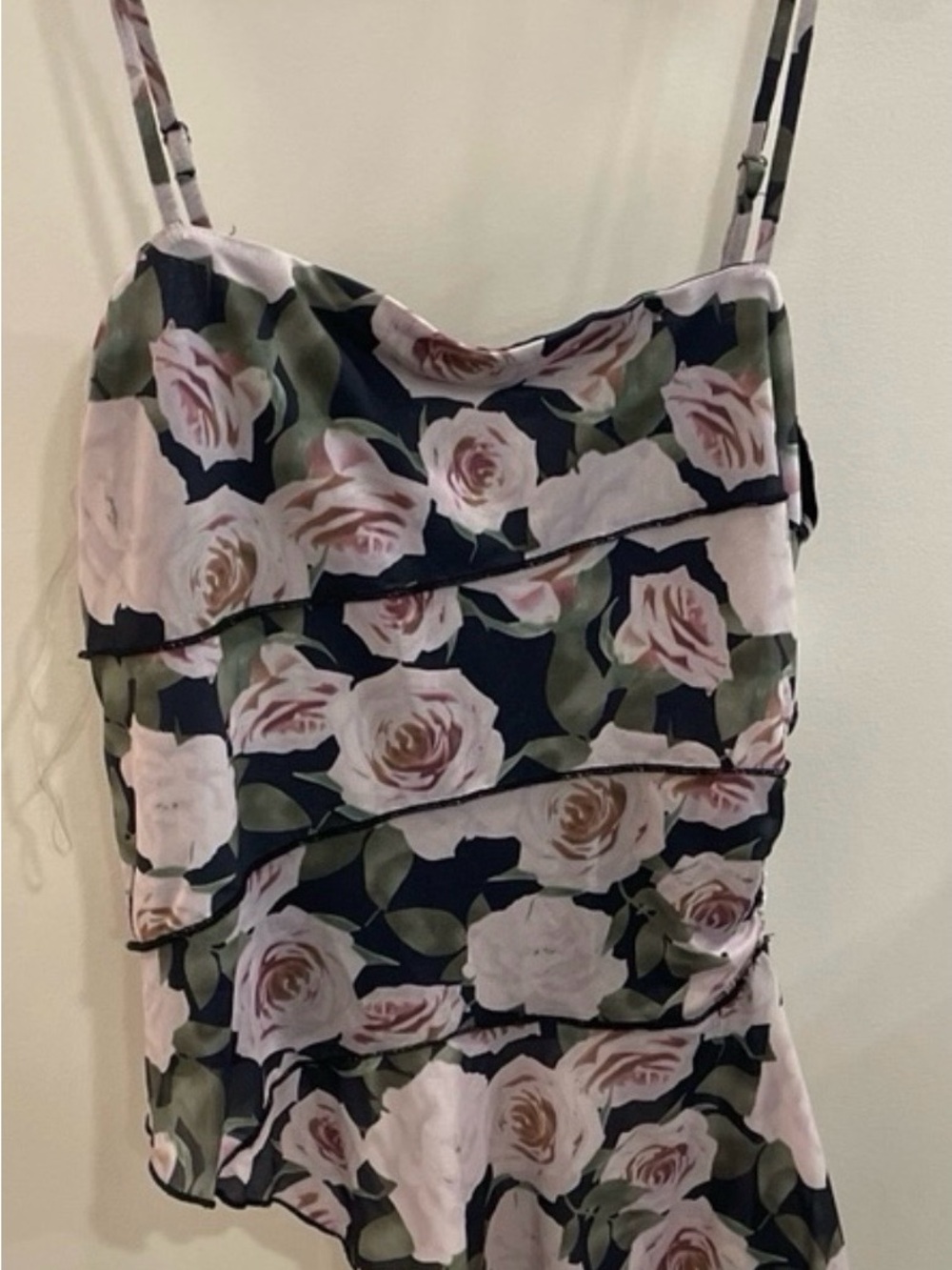 Rewind Women’s Black W/Pink Roses Camisole Size L *NWT*